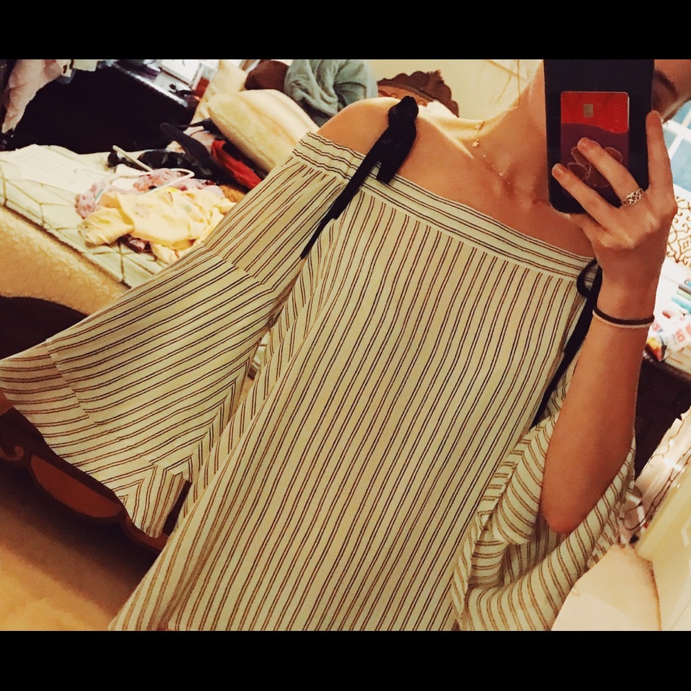 Loft Off the Shoulder Striped Blouse